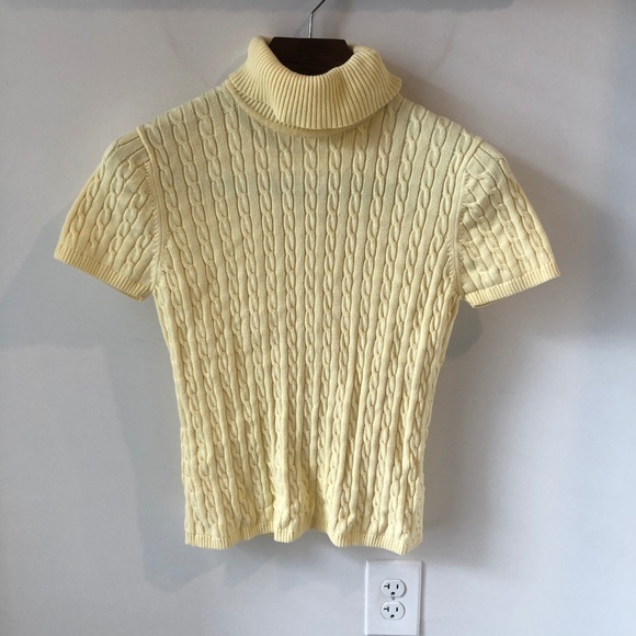VINTAGE CABLE KNIT SHORT SLEEVE TURTLENECK SWEATER - Picture 2 of 3
